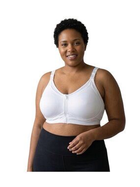 RosyLift Wireless Support Bra White Front Zip Full Coverage 5XL Plus Size